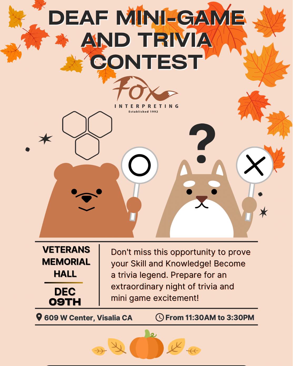 DEAF MINI-GAME AND TRIVIA CONTEST | Fox Interpreting